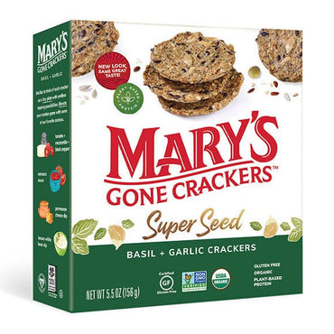 Maryâ€™s Gone Crackers Super Seed Basil Garlic Crackers 155g